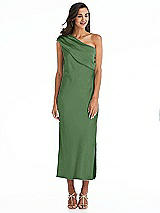 Alt View 1 Thumbnail - Vineyard Green Draped One-Shoulder Convertible Midi Slip Dress