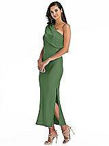 Alt View 2 Thumbnail - Vineyard Green Draped One-Shoulder Convertible Midi Slip Dress