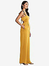 Side View Thumbnail - NYC Yellow Ruffled Sleeve Tie-Back Jumpsuit with Pockets