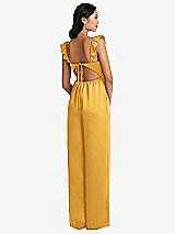 Rear View Thumbnail - NYC Yellow Ruffled Sleeve Tie-Back Jumpsuit with Pockets
