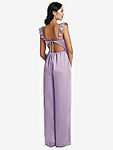 Rear View Thumbnail - Pale Purple Ruffled Sleeve Tie-Back Jumpsuit with Pockets
