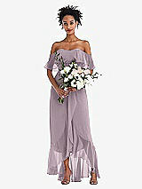 Alt View 2 Thumbnail - Lilac Dusk Off-the-Shoulder Ruffled High Low Maxi Dress