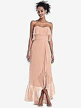 Alt View 1 Thumbnail - Pale Peach Off-the-Shoulder Ruffled High Low Maxi Dress