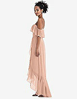 Side View Thumbnail - Pale Peach Off-the-Shoulder Ruffled High Low Maxi Dress
