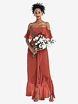 Alt View 2 Thumbnail - Amber Sunset Off-the-Shoulder Ruffled High Low Maxi Dress