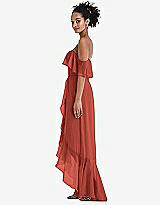 Side View Thumbnail - Amber Sunset Off-the-Shoulder Ruffled High Low Maxi Dress