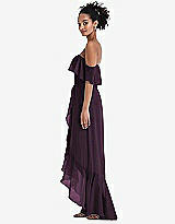 Side View Thumbnail - Aubergine Off-the-Shoulder Ruffled High Low Maxi Dress