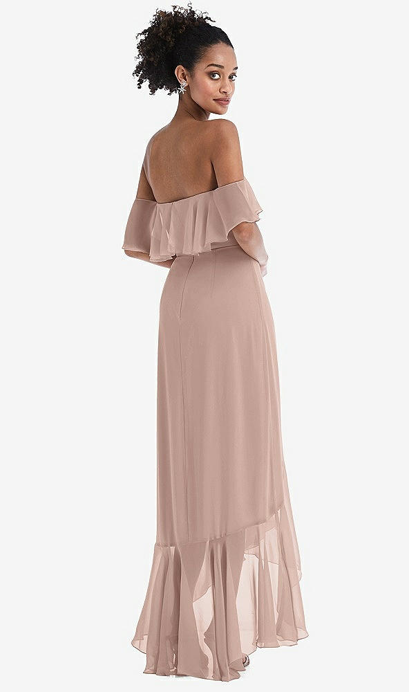 Back View - Bliss Off-the-Shoulder Ruffled High Low Maxi Dress