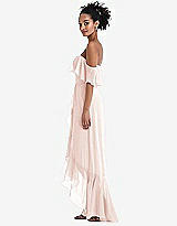 Side View Thumbnail - Blush Off-the-Shoulder Ruffled High Low Maxi Dress