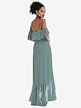 Rear View Thumbnail - Icelandic Off-the-Shoulder Ruffled High Low Maxi Dress