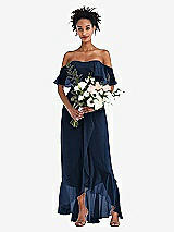 Alt View 2 Thumbnail - Midnight Navy Off-the-Shoulder Ruffled High Low Maxi Dress