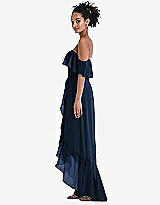 Side View Thumbnail - Midnight Navy Off-the-Shoulder Ruffled High Low Maxi Dress