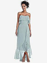 Alt View 1 Thumbnail - Morning Sky Off-the-Shoulder Ruffled High Low Maxi Dress
