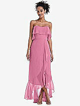 Alt View 1 Thumbnail - Orchid Pink Off-the-Shoulder Ruffled High Low Maxi Dress