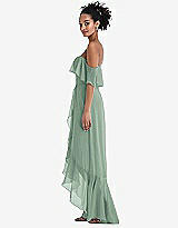Side View Thumbnail - Seagrass Off-the-Shoulder Ruffled High Low Maxi Dress