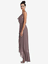 Side View Thumbnail - French Truffle Ruffle-Trimmed V-Neck High Low Wrap Dress