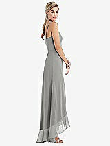 Side View Thumbnail - Chelsea Gray Scoop Neck Ruffle-Trimmed High Low Maxi Dress