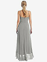 Rear View Thumbnail - Chelsea Gray Scoop Neck Ruffle-Trimmed High Low Maxi Dress
