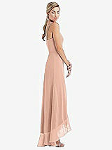 Side View Thumbnail - Pale Peach Scoop Neck Ruffle-Trimmed High Low Maxi Dress