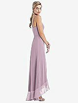 Side View Thumbnail - Suede Rose Scoop Neck Ruffle-Trimmed High Low Maxi Dress