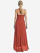 Rear View Thumbnail - Amber Sunset Scoop Neck Ruffle-Trimmed High Low Maxi Dress