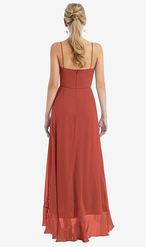 Back View - Amber Sunset Scoop Neck Ruffle-Trimmed High Low Maxi Dress