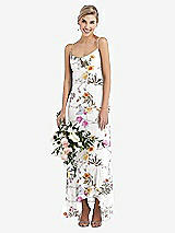 Alt View 1 Thumbnail - Butterfly Botanica Ivory Scoop Neck Ruffle-Trimmed High Low Maxi Dress