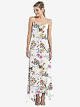 Front View Thumbnail - Butterfly Botanica Ivory Scoop Neck Ruffle-Trimmed High Low Maxi Dress
