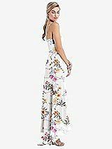 Side View Thumbnail - Butterfly Botanica Ivory Scoop Neck Ruffle-Trimmed High Low Maxi Dress