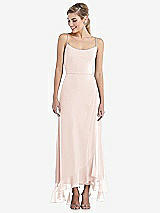 Front View Thumbnail - Blush Scoop Neck Ruffle-Trimmed High Low Maxi Dress
