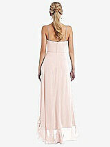 Rear View Thumbnail - Blush Scoop Neck Ruffle-Trimmed High Low Maxi Dress