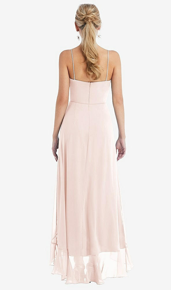Back View - Blush Scoop Neck Ruffle-Trimmed High Low Maxi Dress