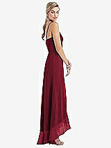 Side View Thumbnail - Burgundy Scoop Neck Ruffle-Trimmed High Low Maxi Dress