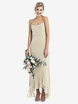 Alt View 1 Thumbnail - Champagne Scoop Neck Ruffle-Trimmed High Low Maxi Dress