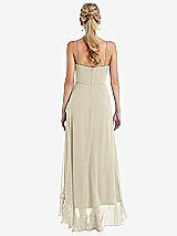 Rear View Thumbnail - Champagne Scoop Neck Ruffle-Trimmed High Low Maxi Dress