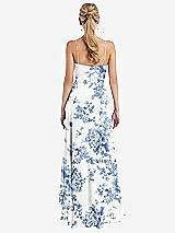 Rear View Thumbnail - Cottage Rose Dusk Blue Scoop Neck Ruffle-Trimmed High Low Maxi Dress