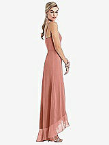 Side View Thumbnail - Desert Rose Scoop Neck Ruffle-Trimmed High Low Maxi Dress