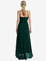 Rear View Thumbnail - Evergreen Scoop Neck Ruffle-Trimmed High Low Maxi Dress