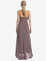 Rear View Thumbnail - French Truffle Scoop Neck Ruffle-Trimmed High Low Maxi Dress