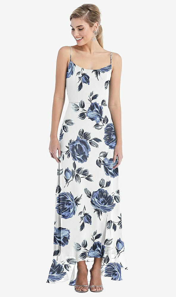 Front View - Indigo Rose Scoop Neck Ruffle-Trimmed High Low Maxi Dress