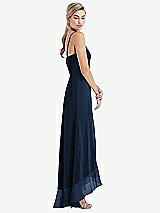 Side View Thumbnail - Midnight Navy Scoop Neck Ruffle-Trimmed High Low Maxi Dress