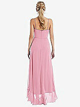 Rear View Thumbnail - Peony Pink Scoop Neck Ruffle-Trimmed High Low Maxi Dress