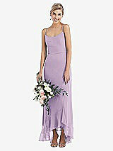 Alt View 1 Thumbnail - Pale Purple Scoop Neck Ruffle-Trimmed High Low Maxi Dress