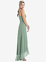 Side View Thumbnail - Seagrass Scoop Neck Ruffle-Trimmed High Low Maxi Dress