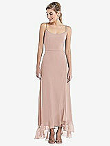 Front View Thumbnail - Toasted Sugar Scoop Neck Ruffle-Trimmed High Low Maxi Dress