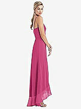 Side View Thumbnail - Tea Rose Scoop Neck Ruffle-Trimmed High Low Maxi Dress