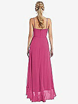 Rear View Thumbnail - Tea Rose Scoop Neck Ruffle-Trimmed High Low Maxi Dress