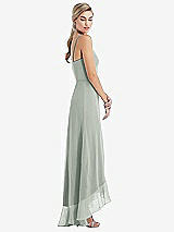 Side View Thumbnail - Willow Green Scoop Neck Ruffle-Trimmed High Low Maxi Dress