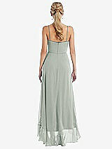 Rear View Thumbnail - Willow Green Scoop Neck Ruffle-Trimmed High Low Maxi Dress