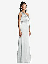 Side View Thumbnail - Sterling One-Shoulder Draped Satin Maxi Dress